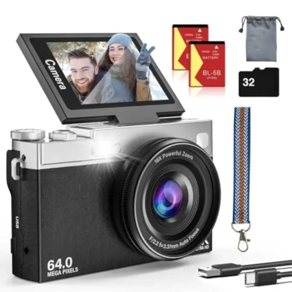 New 4K Digital Camera for Photography and Vlogging, 64MP & 2.88